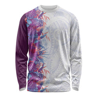 Hawaii Tropical Plant Poni Long Sleeve Shirt Vibrant Polynesian Pattern LT01 Unisex Purple - Polynesian Pride