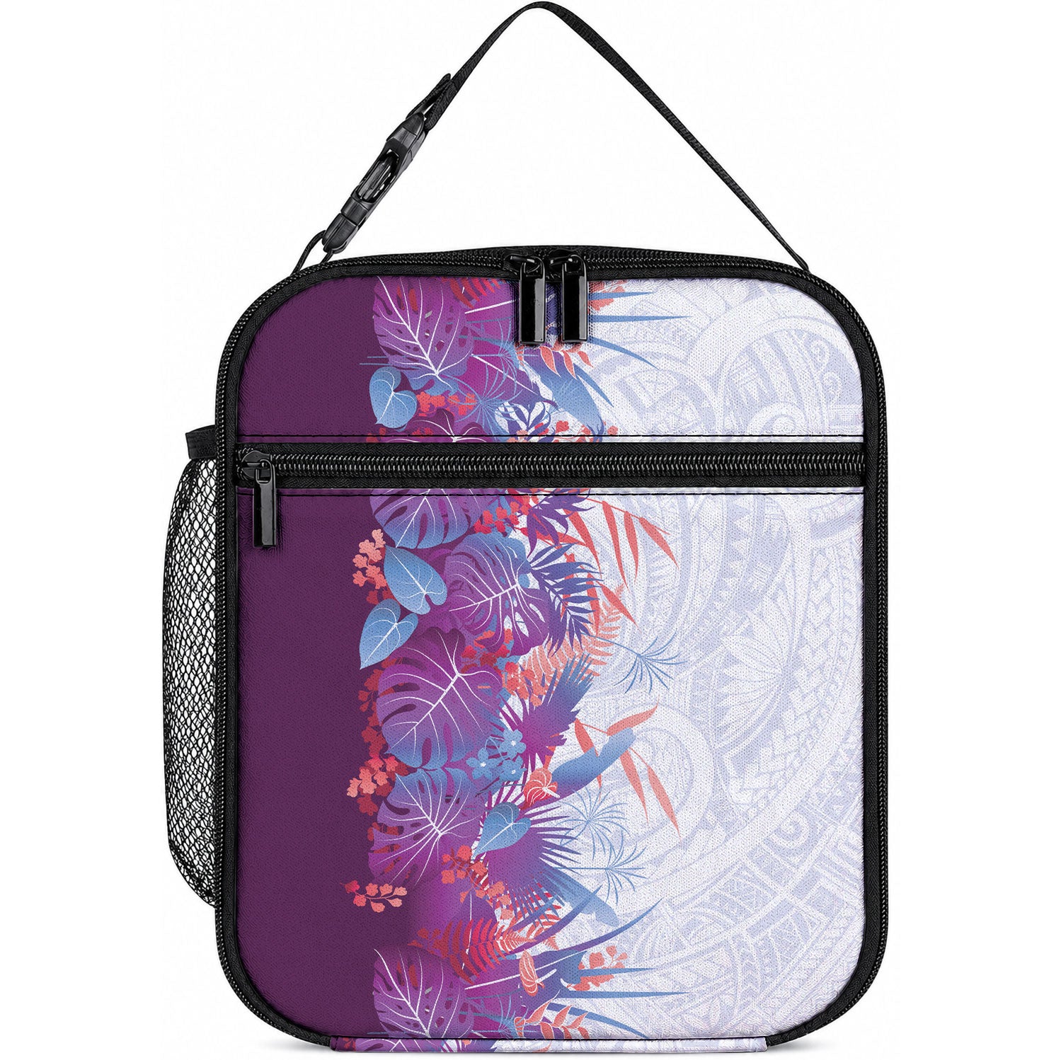 Hawaii Tropical Plant Poni Lunch Bag Vibrant Polynesian Pattern LT01 10.2 × 8.3 × 4.3 inch Purple - Polynesian Pride
