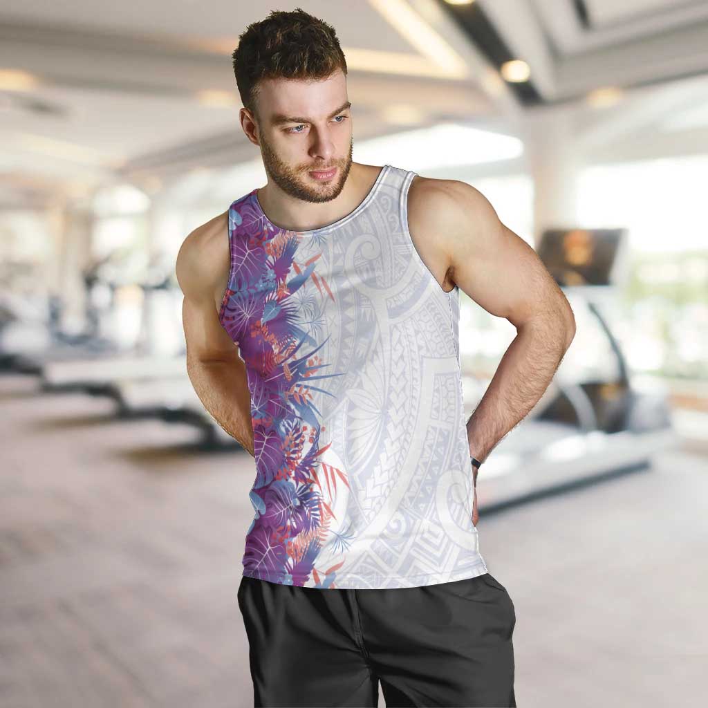 Hawaii Tropical Plant Poni Men Tank Top Vibrant Polynesian Pattern LT01 Purple - Polynesian Pride