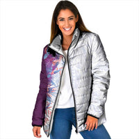 Hawaii Tropical Plant Poni Padded Jacket Vibrant Polynesian Pattern LT01 Women Purple - Polynesian Pride