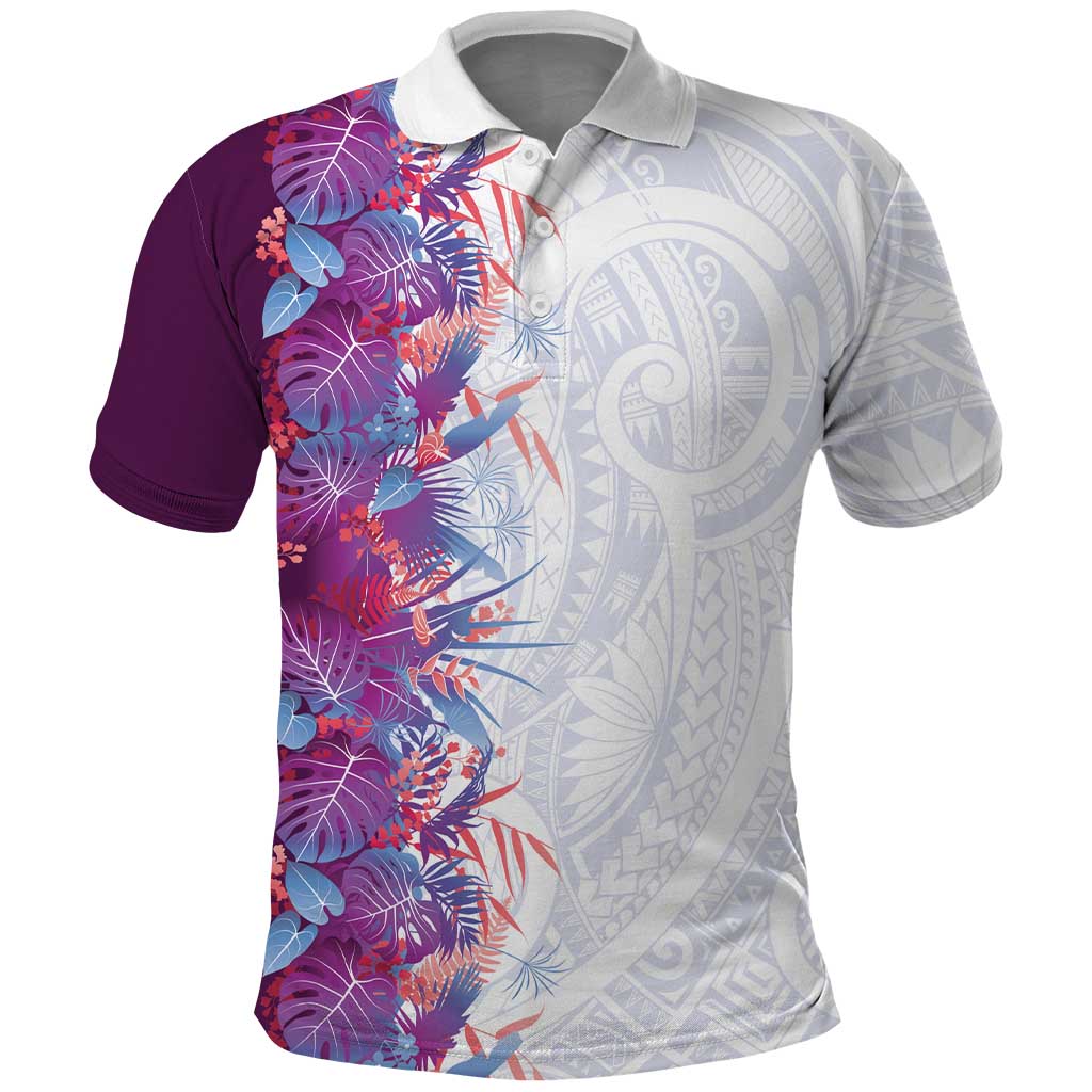 Hawaii Tropical Plant Poni Polo Shirt Vibrant Polynesian Pattern LT01 Purple - Polynesian Pride