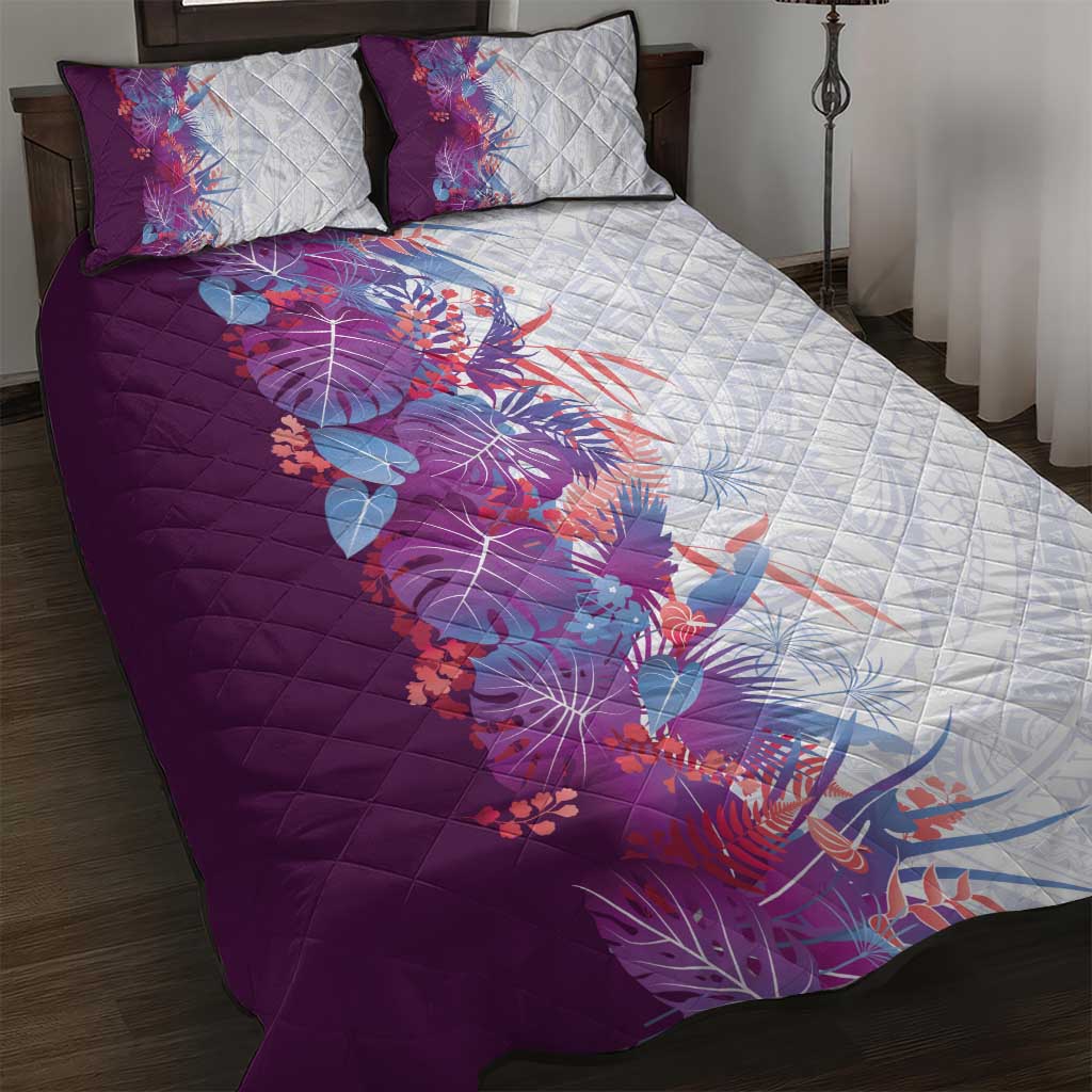 Hawaii Tropical Plant Poni Quilt Bed Set Vibrant Polynesian Pattern LT01 Purple - Polynesian Pride