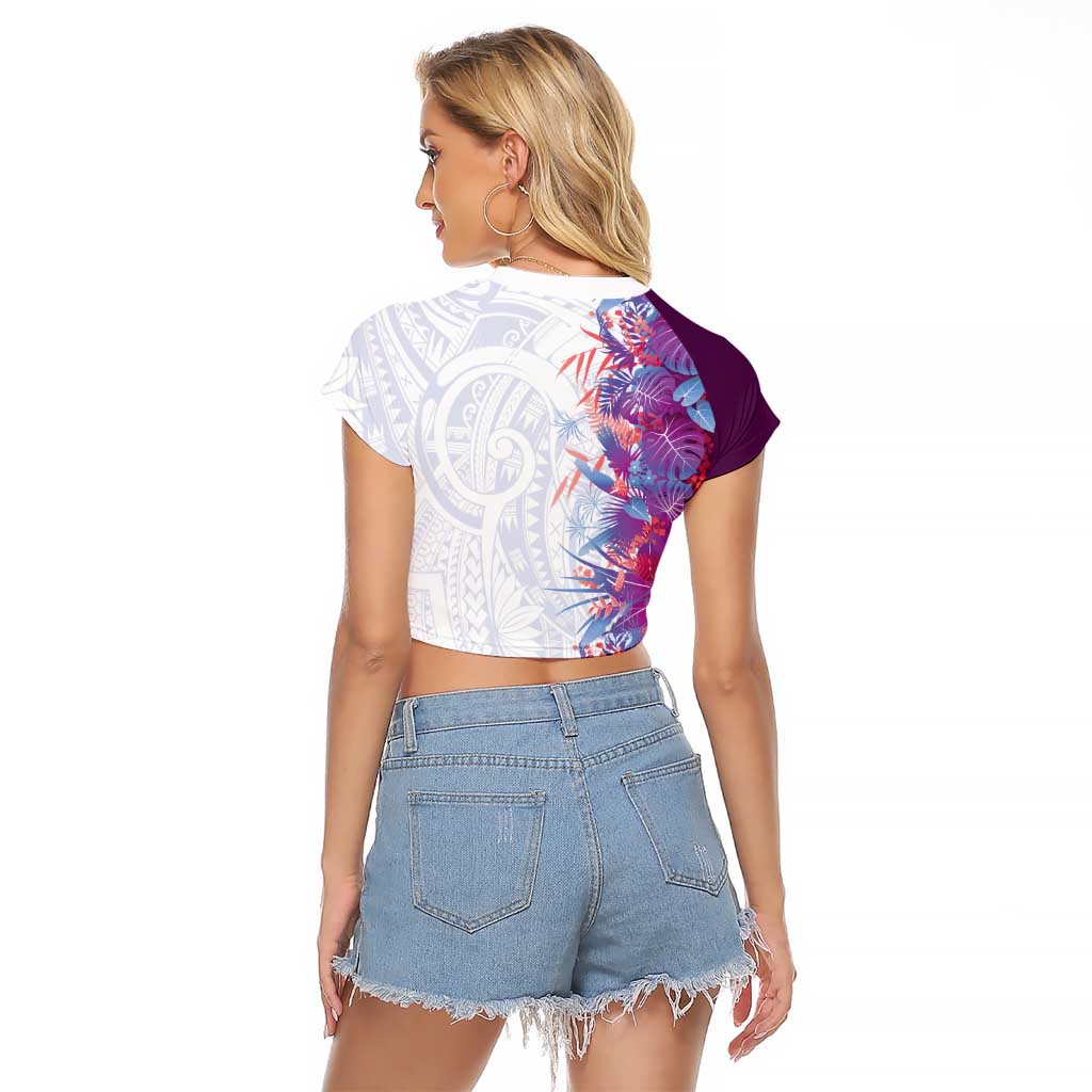 Hawaii Tropical Plant Poni Raglan Cropped T Shirt Vibrant Polynesian Pattern LT01 - Polynesian Pride
