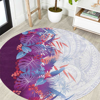 Hawaii Tropical Plant Poni Round Carpet Vibrant Polynesian Pattern LT01 Purple - Polynesian Pride