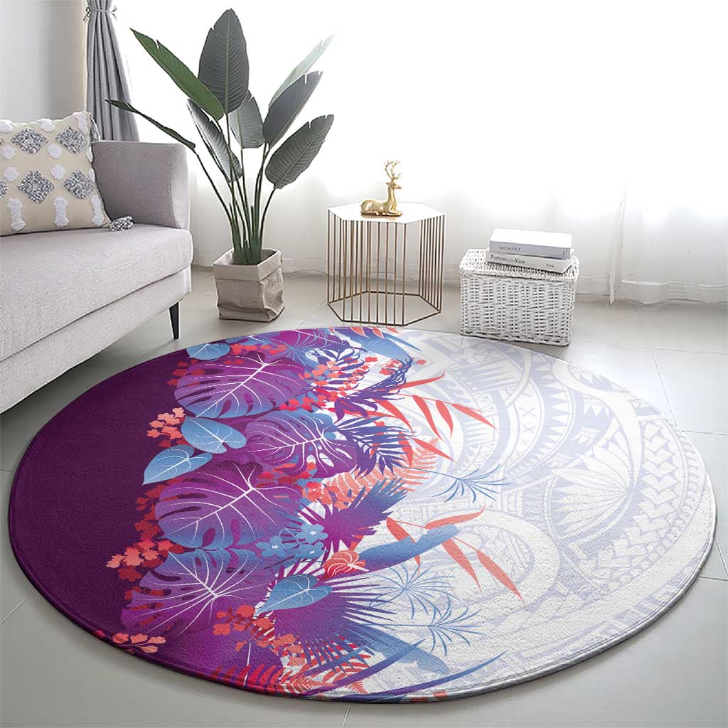 Hawaii Tropical Plant Poni Round Carpet Vibrant Polynesian Pattern LT01 - Polynesian Pride
