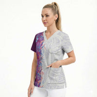 Hawaii Tropical Plant Poni Scrub Top Vibrant Polynesian Pattern LT01 - Polynesian Pride