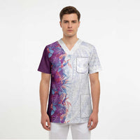 Hawaii Tropical Plant Poni Scrub Top Vibrant Polynesian Pattern LT01 - Polynesian Pride