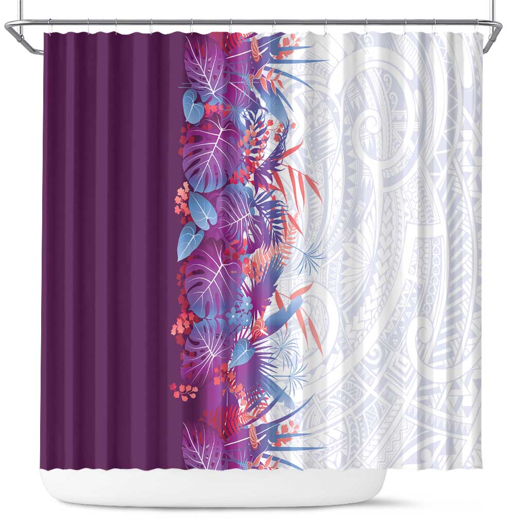 Hawaii Tropical Plant Poni Shower Curtain Vibrant Polynesian Pattern LT01 Purple - Polynesian Pride