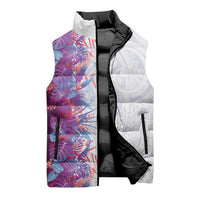 Hawaii Tropical Plant Poni Sleeveless Puffer Jacket Vibrant Polynesian Pattern
