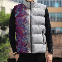 Hawaii Tropical Plant Poni Sleeveless Puffer Jacket Vibrant Polynesian Pattern