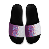 Hawaii Tropical Plant Poni Slide Sandals Vibrant Polynesian Pattern LT01 Purple - Polynesian Pride