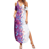 Hawaii Tropical Plant Poni Summer Maxi Dress Vibrant Polynesian Pattern