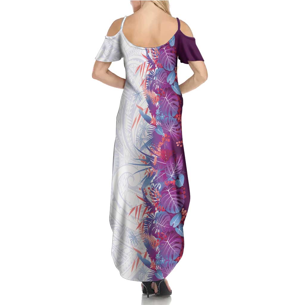Hawaii Tropical Plant Poni Summer Maxi Dress Vibrant Polynesian Pattern