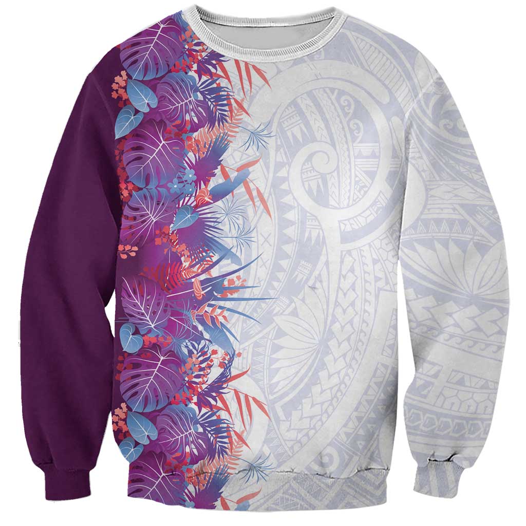 Hawaii Tropical Plant Poni Sweatshirt Vibrant Polynesian Pattern LT01 Unisex Purple - Polynesian Pride