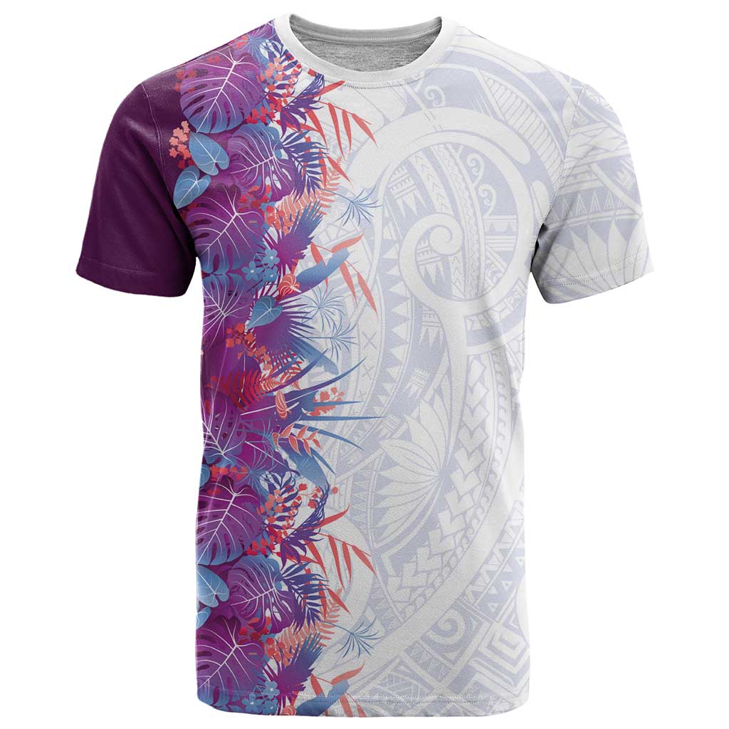 Hawaii Tropical Plant Poni T Shirt Vibrant Polynesian Pattern LT01 Purple - Polynesian Pride