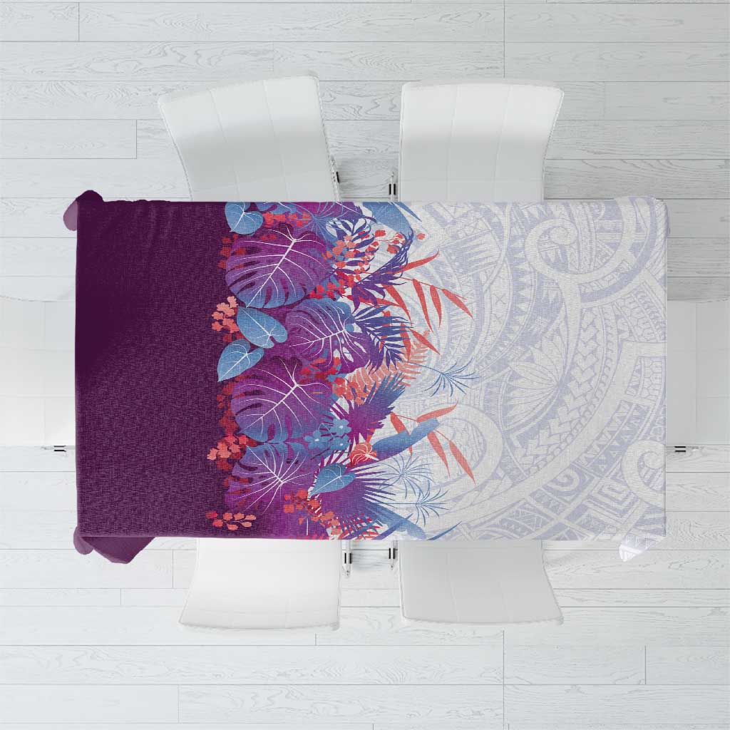 Hawaii Tropical Plant Poni Tablecloth Vibrant Polynesian Pattern LT01 Purple - Polynesian Pride