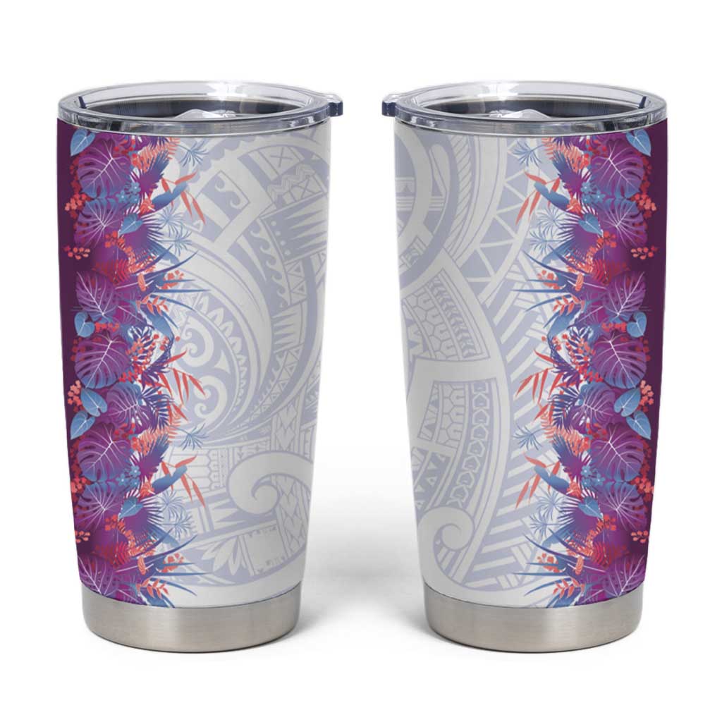 Hawaii Tropical Plant Poni Tumbler Cup Vibrant Polynesian Pattern LT01 Purple - Polynesian Pride