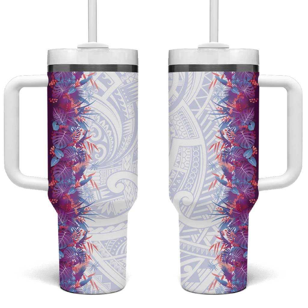 Hawaii Tropical Plant Poni Tumbler With Handle Vibrant Polynesian Pattern LT01 One Size: 40 oz Purple - Polynesian Pride