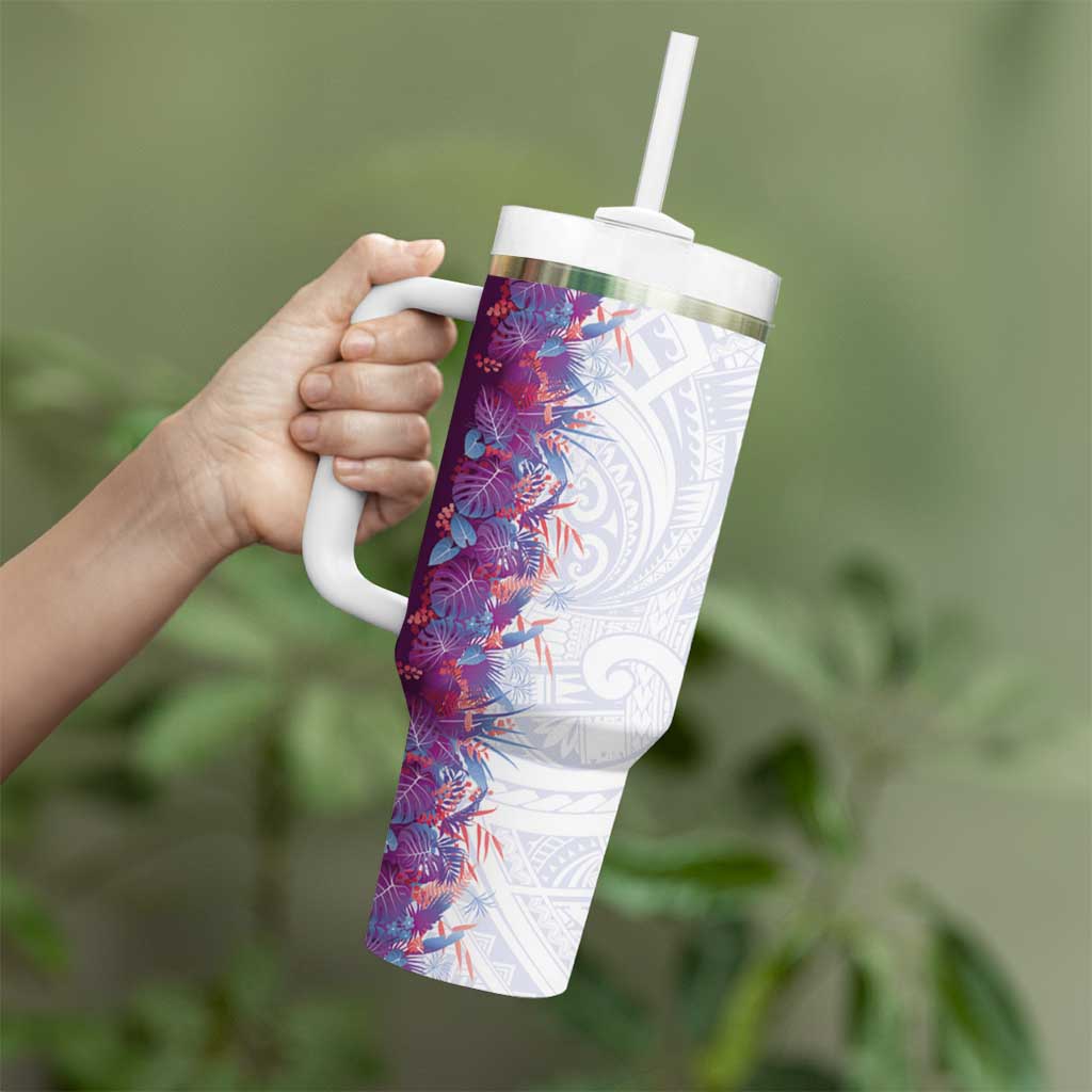 Hawaii Tropical Plant Poni Tumbler With Handle Vibrant Polynesian Pattern LT01 - Polynesian Pride