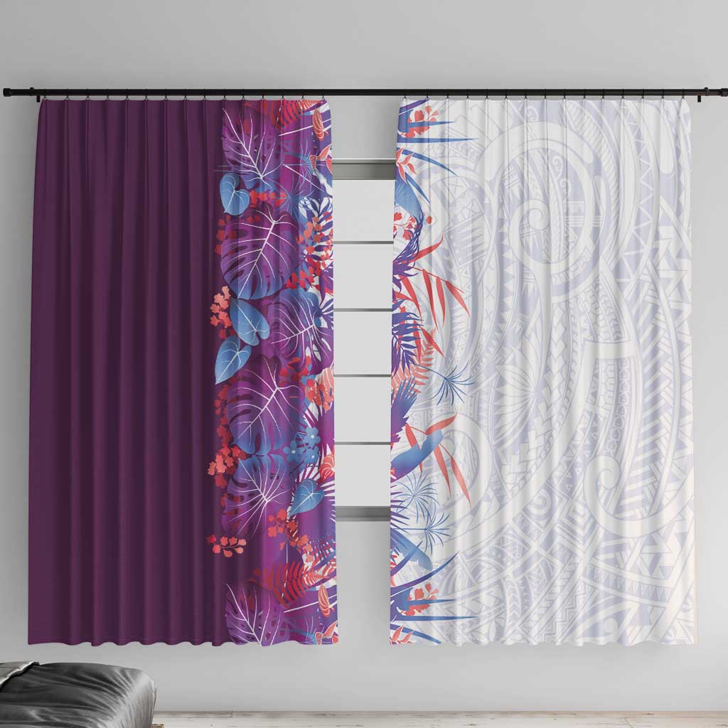 Hawaii Tropical Plant Poni Window Curtain Vibrant Polynesian Pattern