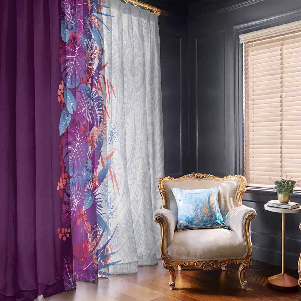 Hawaii Tropical Plant Poni Window Curtain Vibrant Polynesian Pattern