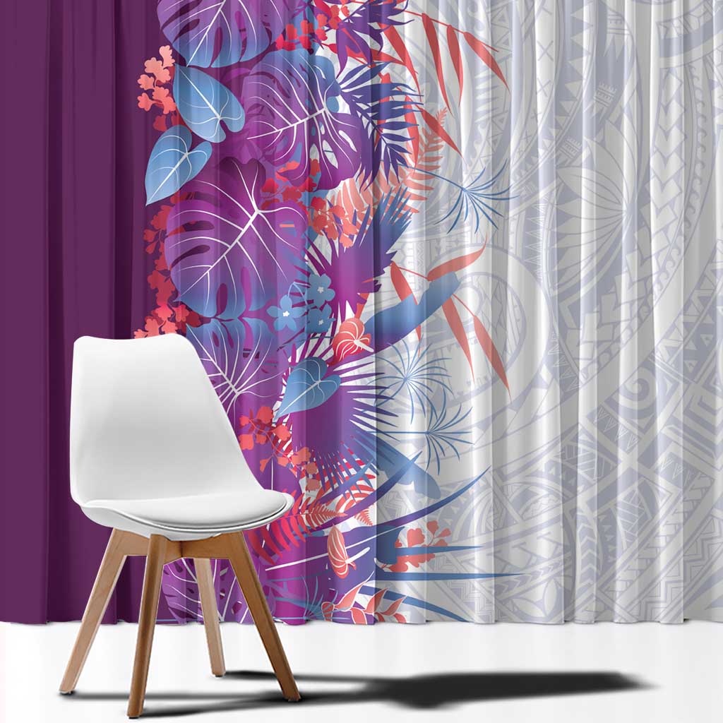 Hawaii Tropical Plant Poni Window Curtain Vibrant Polynesian Pattern