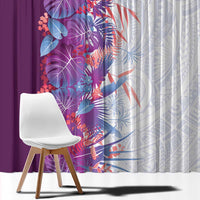 Hawaii Tropical Plant Poni Window Curtain Vibrant Polynesian Pattern