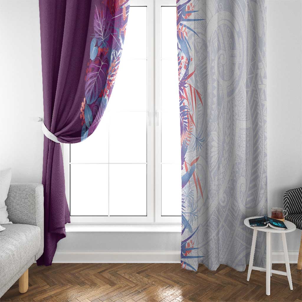Hawaii Tropical Plant Poni Window Curtain Vibrant Polynesian Pattern