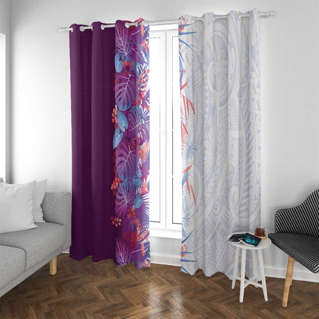 Hawaii Tropical Plant Poni Window Curtain Vibrant Polynesian Pattern