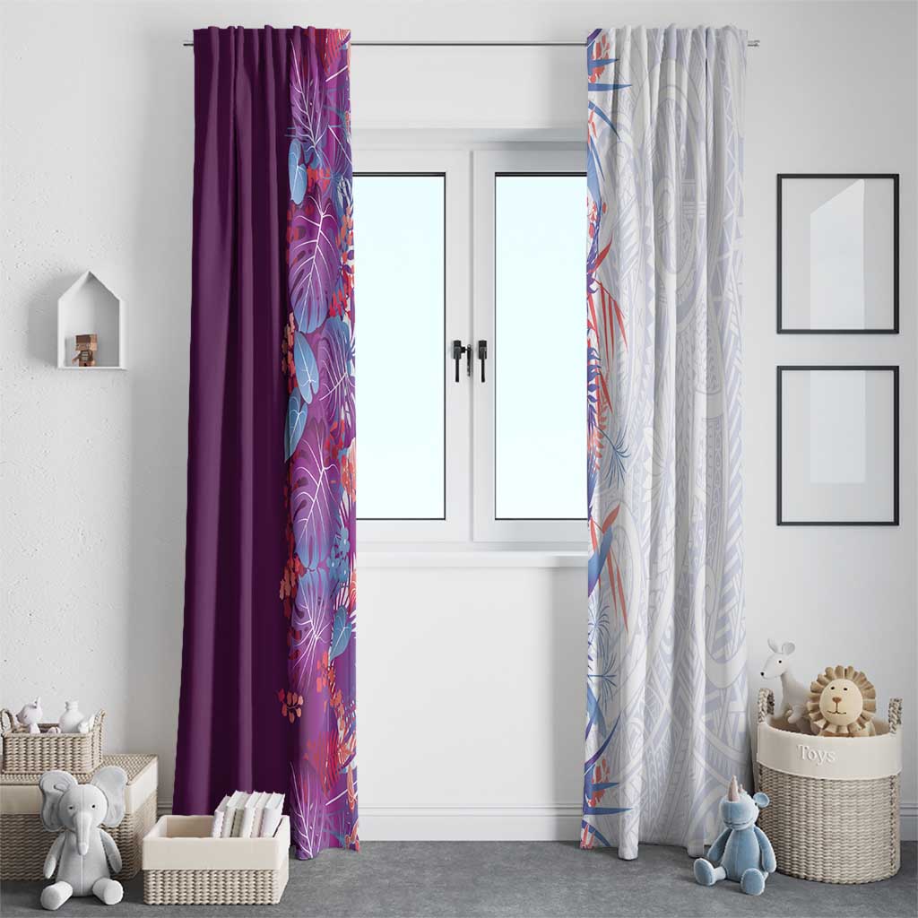 Hawaii Tropical Plant Poni Window Curtain Vibrant Polynesian Pattern