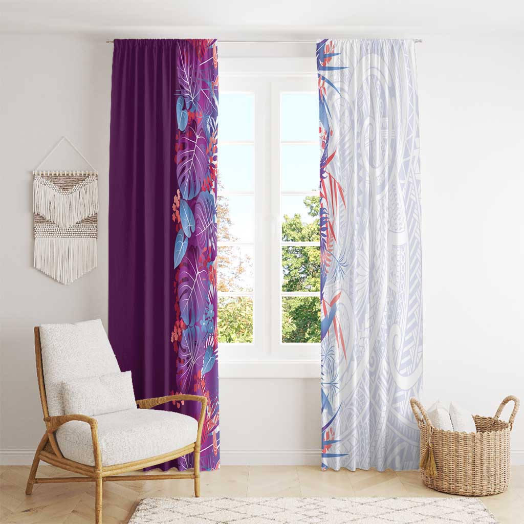 Hawaii Tropical Plant Poni Window Curtain Vibrant Polynesian Pattern