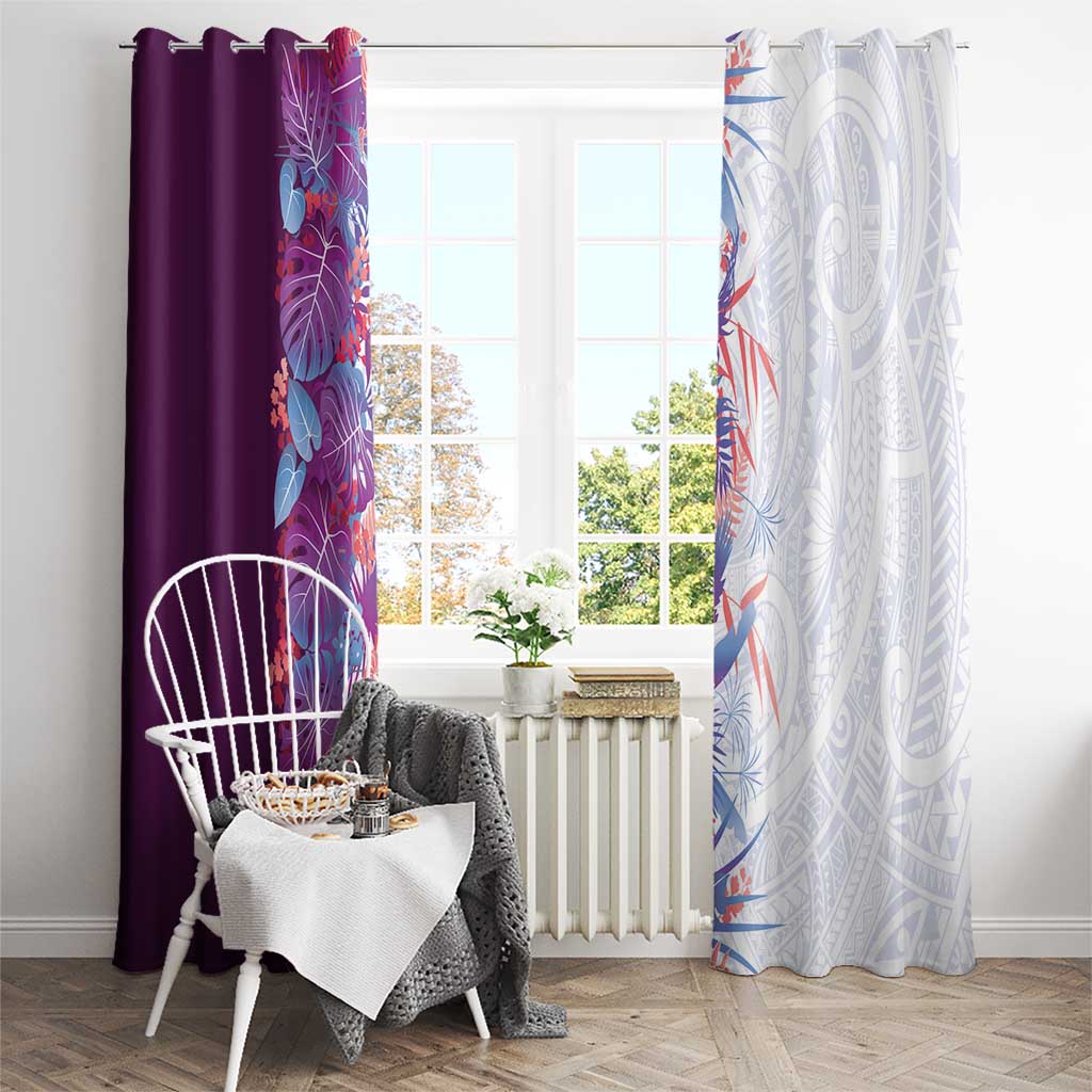 Hawaii Tropical Plant Poni Window Curtain Vibrant Polynesian Pattern