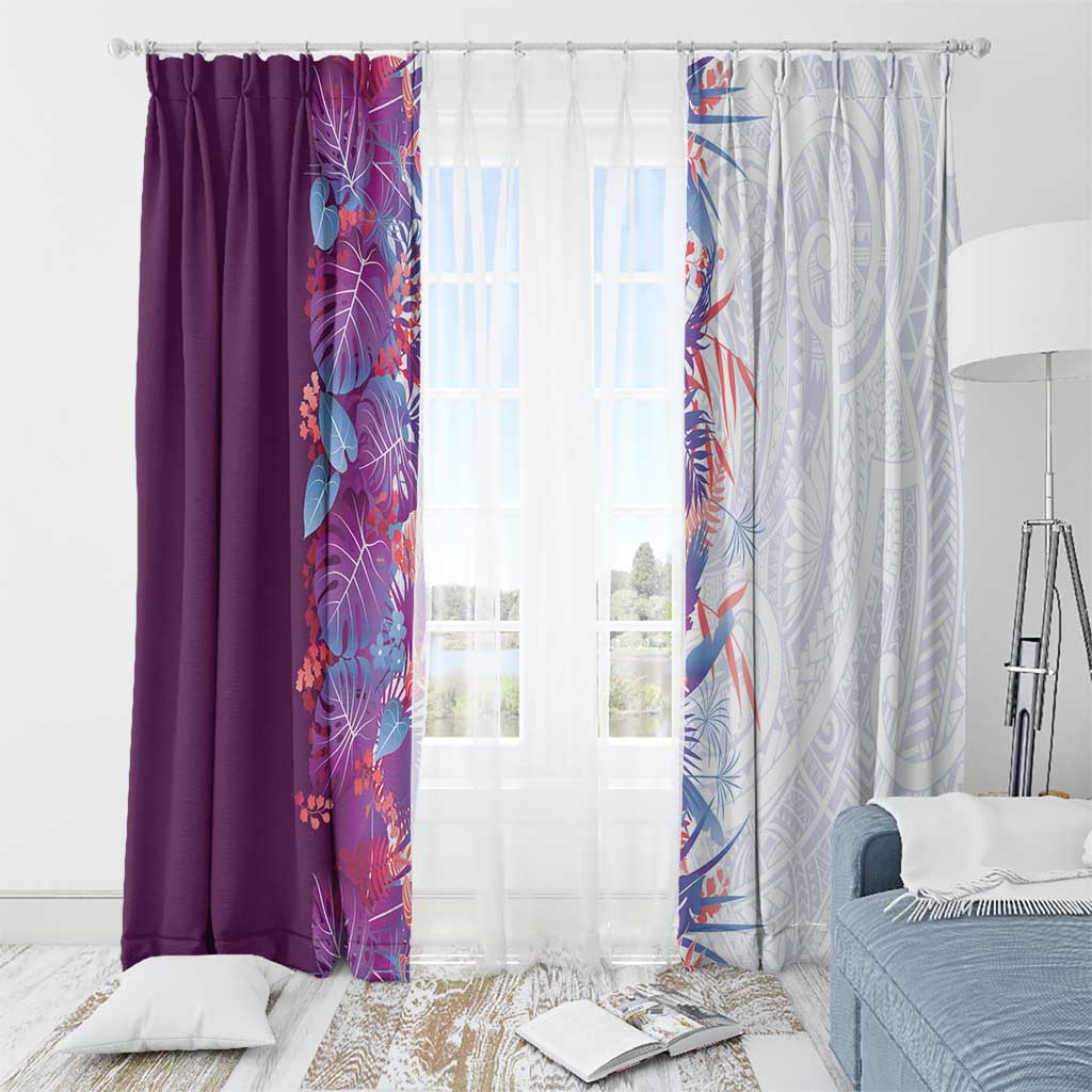 Hawaii Tropical Plant Poni Window Curtain Vibrant Polynesian Pattern