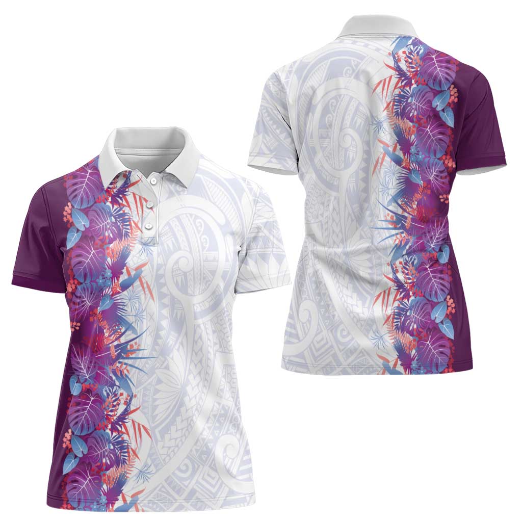Hawaii Tropical Plant Poni Women Polo Shirt Vibrant Polynesian Pattern LT01 - Polynesian Pride