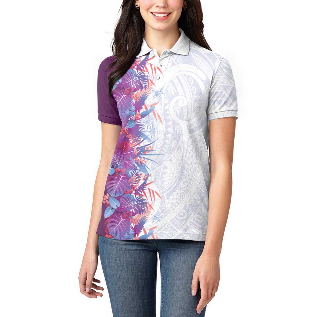 Hawaii Tropical Plant Poni Women Polo Shirt Vibrant Polynesian Pattern LT01 - Polynesian Pride