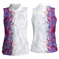 Hawaii Tropical Plant Poni Women Sleeveless Polo Shirt Vibrant Polynesian Pattern LT01 - Polynesian Pride