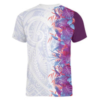 Hawaii Tropical Plant Poni Women V-Neck T-Shirt Vibrant Polynesian Pattern LT01 - Polynesian Pride