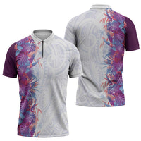 Hawaii Tropical Plant Poni Zipper Polo Shirt Vibrant Polynesian Pattern LT01 - Polynesian Pride