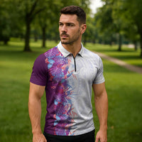 Hawaii Tropical Plant Poni Zipper Polo Shirt Vibrant Polynesian Pattern LT01 - Polynesian Pride