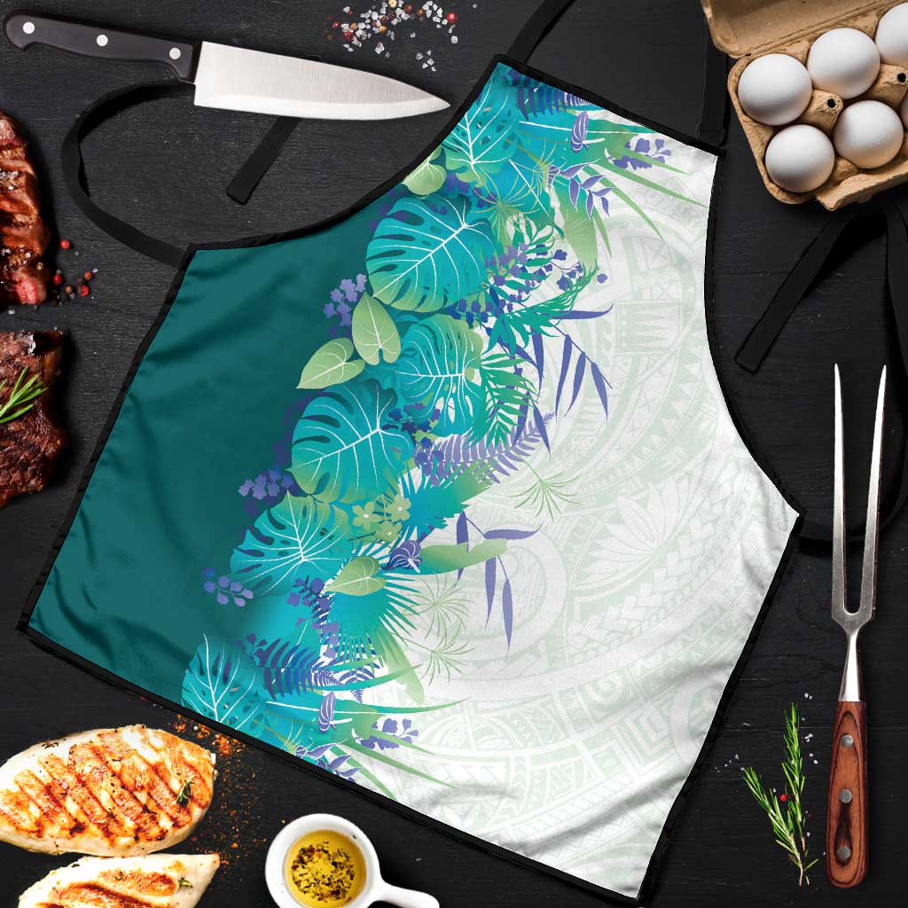 Hawaii Tropical Plant Teal Apron Vibrant Polynesian Pattern LT01 Teal - Polynesian Pride