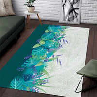 Hawaii Tropical Plant Teal Area Rug Vibrant Polynesian Pattern LT01 Teal - Polynesian Pride