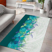 Hawaii Tropical Plant Teal Area Rug Vibrant Polynesian Pattern LT01 - Polynesian Pride