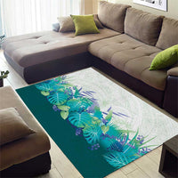 Hawaii Tropical Plant Teal Area Rug Vibrant Polynesian Pattern LT01 - Polynesian Pride