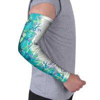 Hawaii Tropical Plant Teal Arm Sleeves Vibrant Polynesian Pattern LT01 - Polynesian Pride