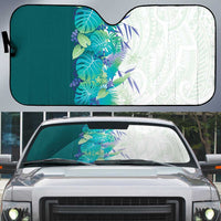 Hawaii Tropical Plant Teal Auto Sun Shade Vibrant Polynesian Pattern LT01 Teal - Polynesian Pride