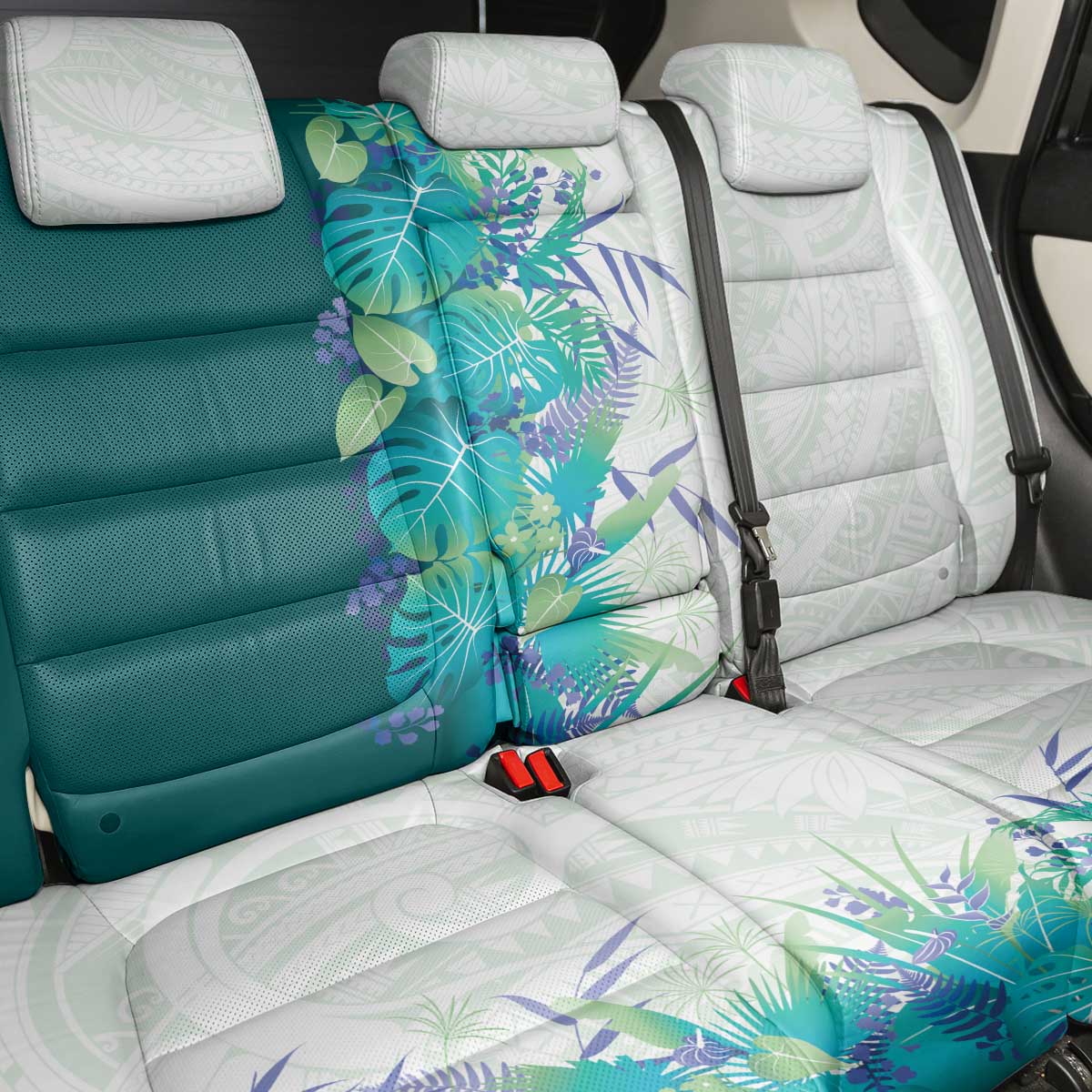 Hawaii Tropical Plant Teal Back Car Seat Cover Vibrant Polynesian Pattern LT01 - Polynesian Pride