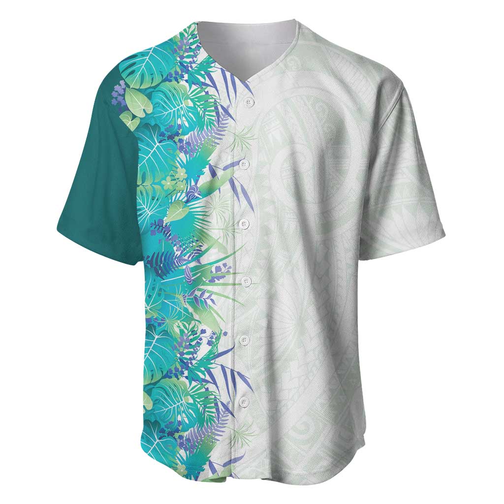 Hawaii Tropical Plant Teal Baseball Jersey Vibrant Polynesian Pattern LT01 Teal - Polynesian Pride