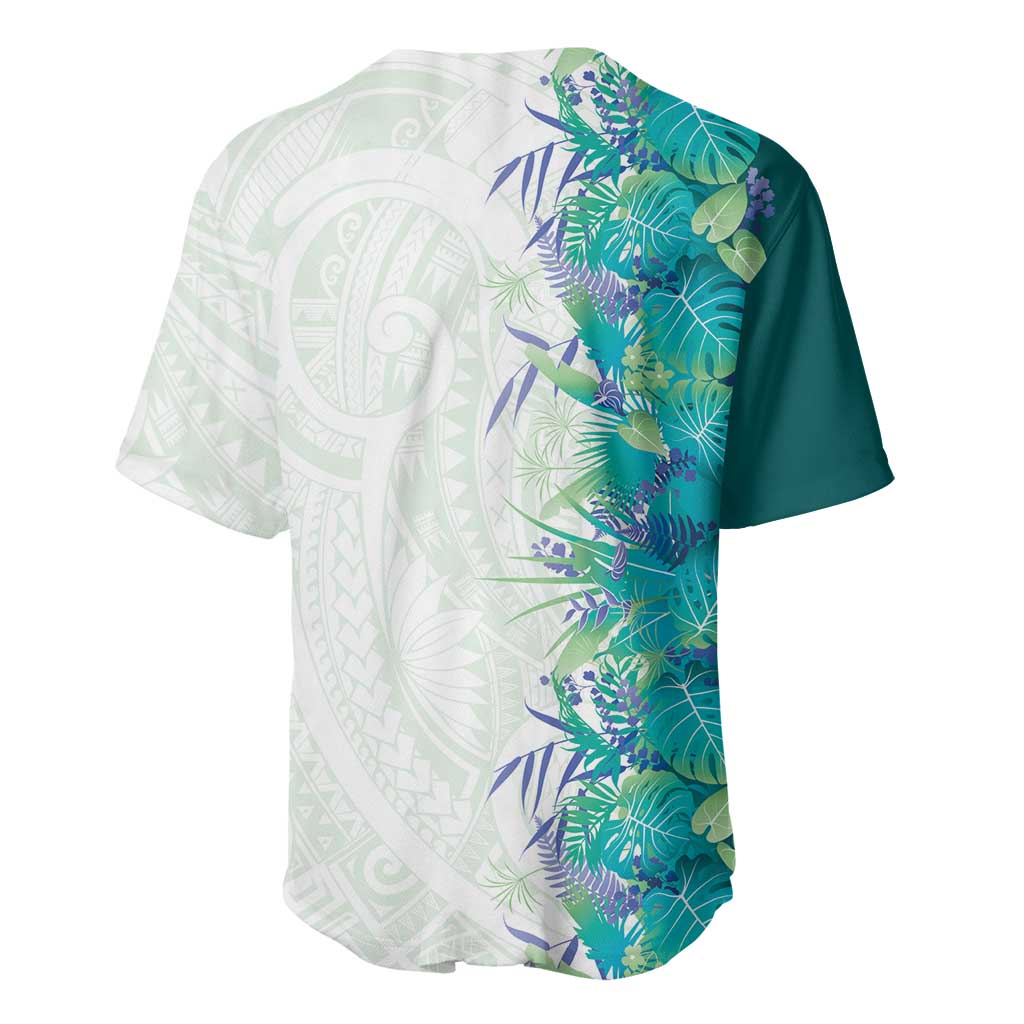 Hawaii Tropical Plant Teal Baseball Jersey Vibrant Polynesian Pattern LT01 - Polynesian Pride