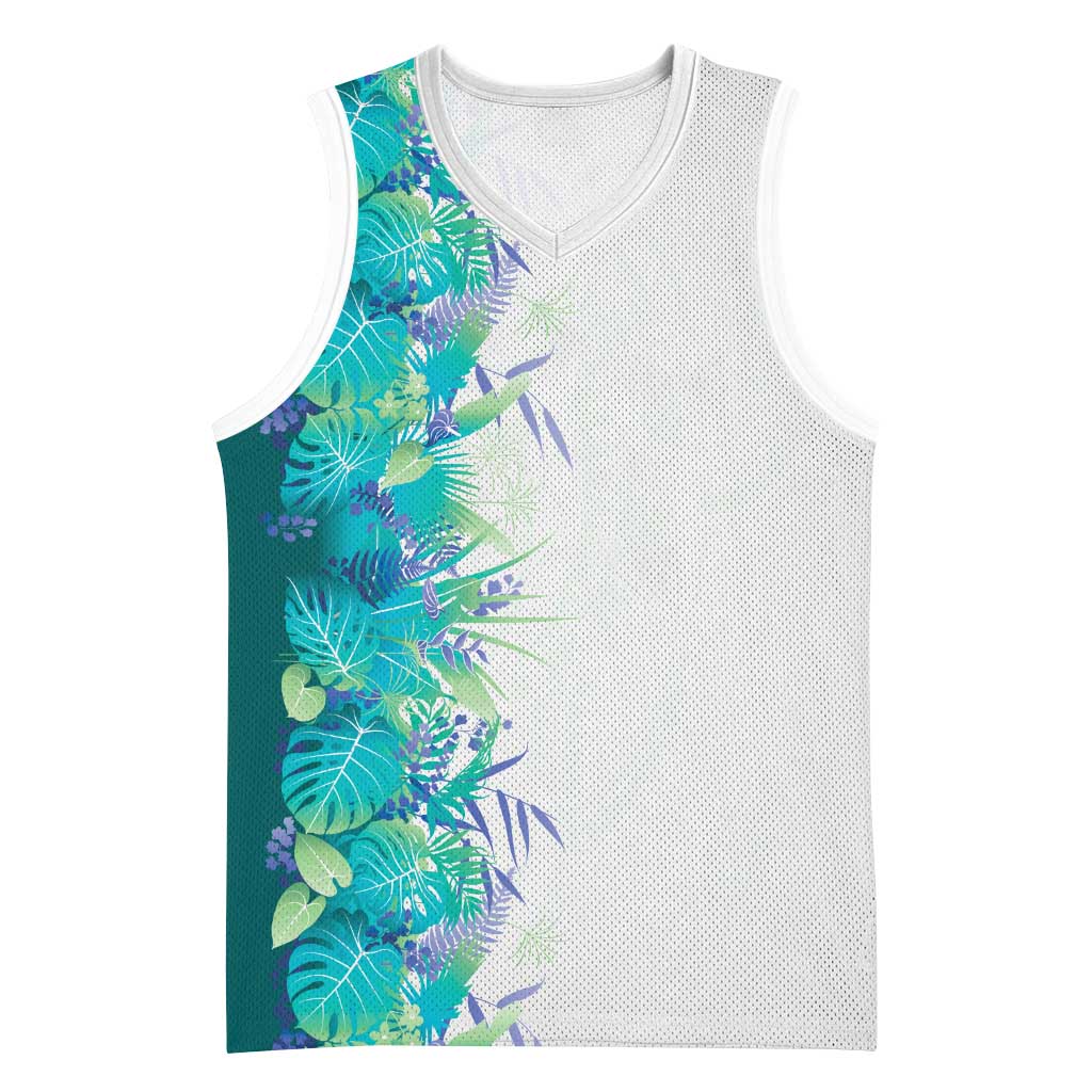 Hawaii Tropical Plant Teal Basketball Jersey Vibrant Polynesian Pattern LT01 Unisex Teal - Polynesian Pride