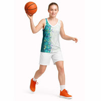Hawaii Tropical Plant Teal Basketball Jersey Vibrant Polynesian Pattern LT01 - Polynesian Pride